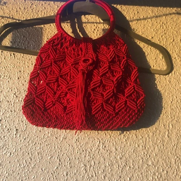 Macrame Crochet Handbag red - Picture 5 of 9